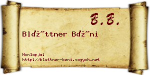 Blüttner Béni névjegykártya